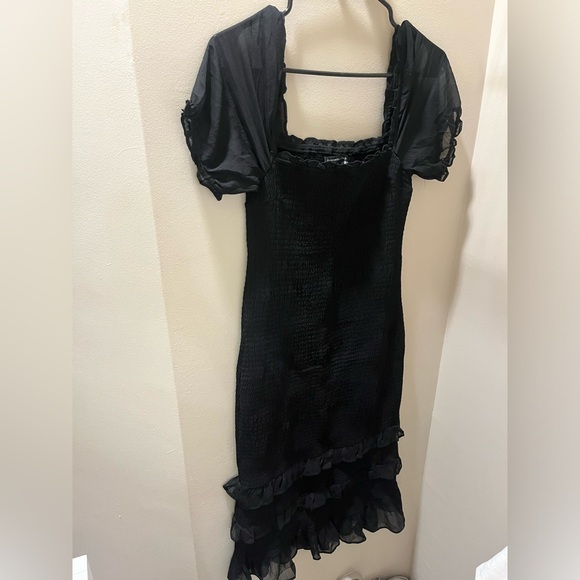 Abercrombie Black Smocked Midi Dress - Picture 3 of 5